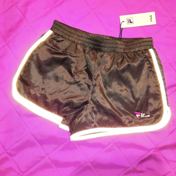 Fila Pants - N.W.T. Fila shorts shiny black satin